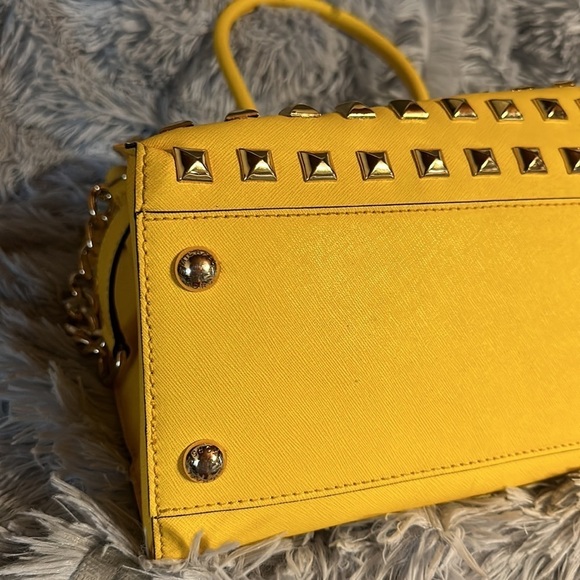Michael Kors Hamilton bag wallet wristlet yellow studded. Large. 14” COA - Picture 13 of 17